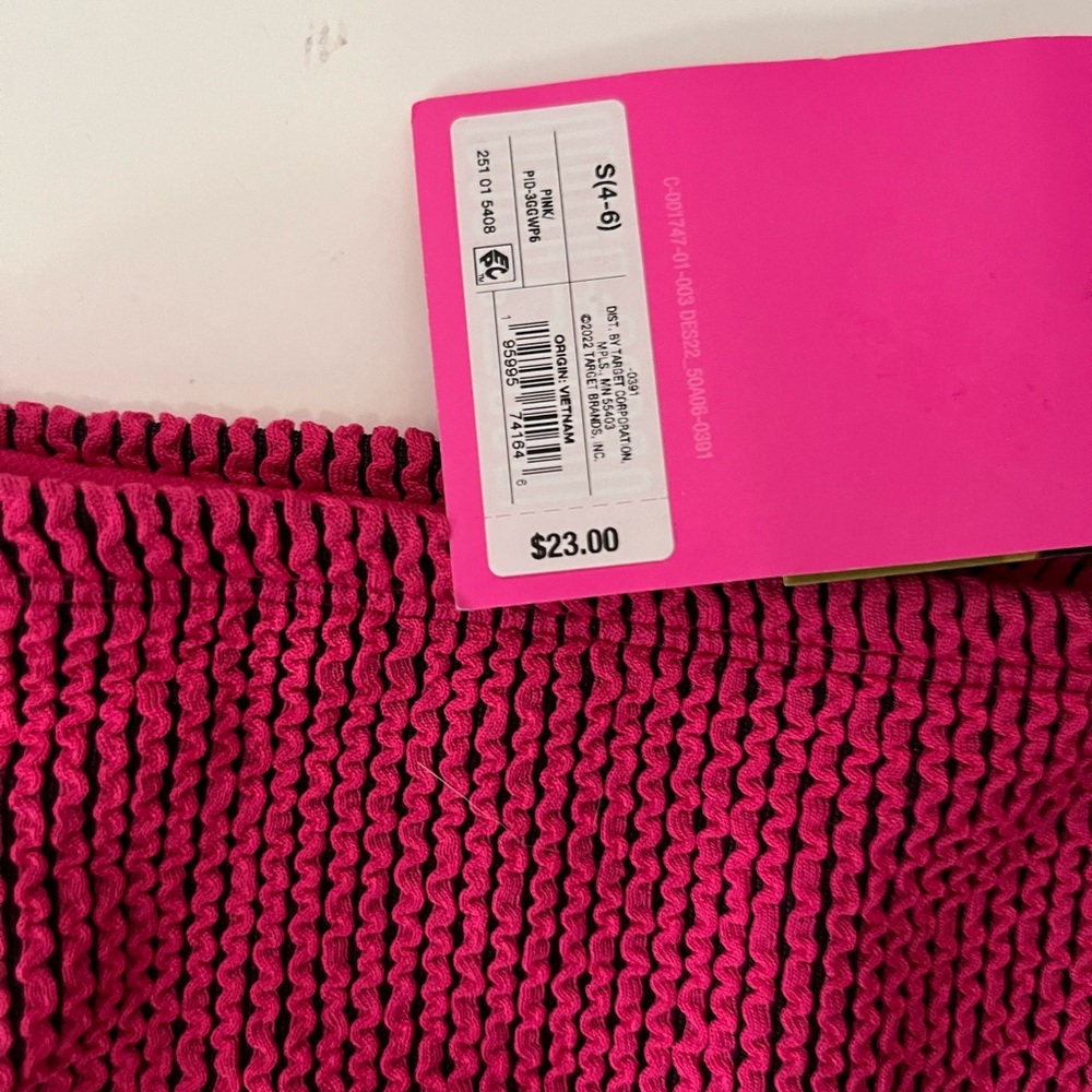 NWT High Waisted French Cut Ribbed Pink & Black Bikini Bottom - Picture 6 of 6